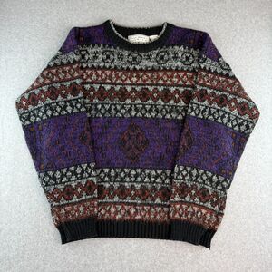 Vintage 90's Multicolor Long Sleeve Crewneck Retro Funky  Preppy Men's Size L